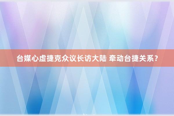 台媒心虚捷克众议长访大陆 牵动台捷关系？