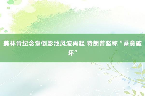美林肯纪念堂倒影池风波再起 特朗普坚称“蓄意破坏”
