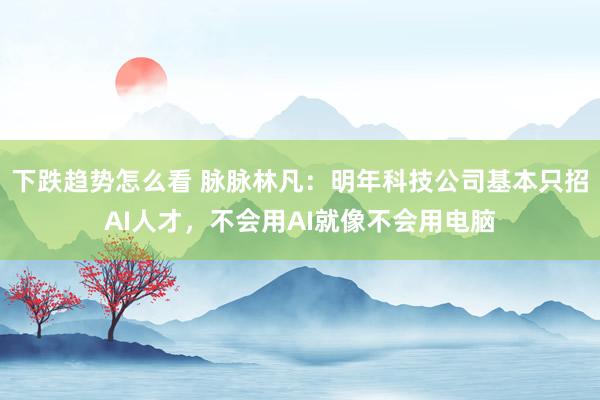 下跌趋势怎么看 脉脉林凡：明年科技公司基本只招AI人才，不会用AI就像不会用电脑
